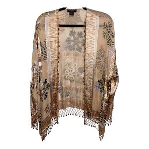 Aris A Top Womens Plus Size Silk Velvet Burnout Kimono Fairy Boho Beaded Artsy